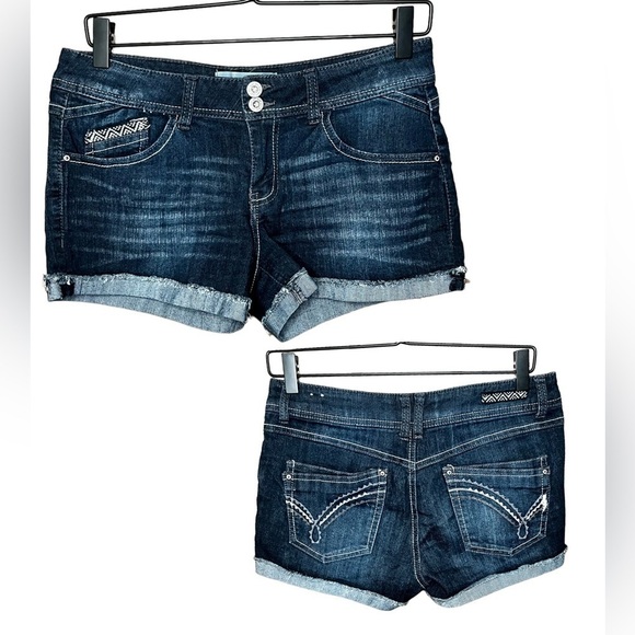 Jolt Pants - Jolt Denim Cuffed Dark Wash Shorts, Size 7
